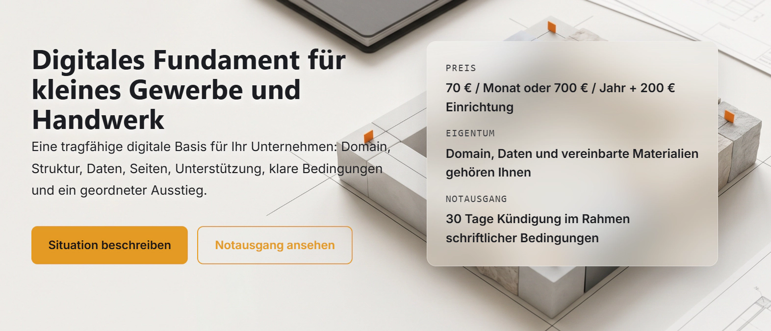 Illustration einer eigenen Website als digitaler Vermögenswert für Handwerk und lokales Gewerbe